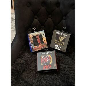 3x nwt novelty fashion tube/crew socks rock & roll  ozzy & Motley Crue